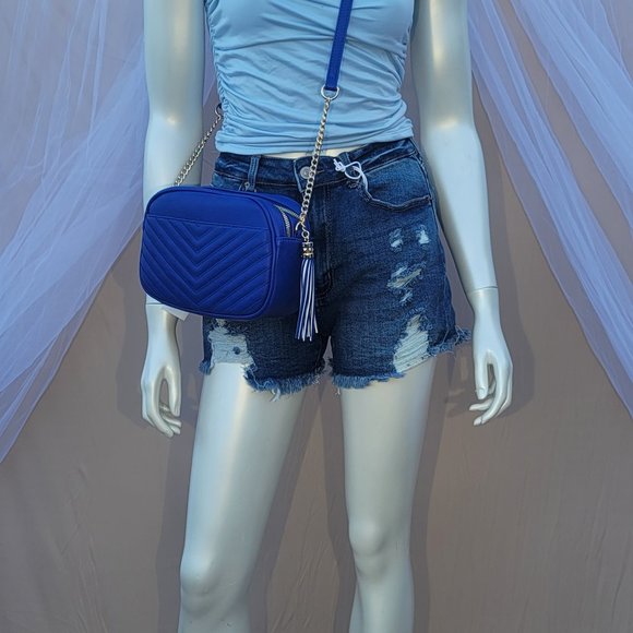 Handbags - Blue and Gold Cross Body Bag
